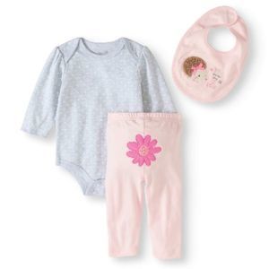 NWT Rene Rofe Baby Girl Hedeghog Bodysuit, Bib and Leggings 3 pieces Set